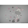 Houten muursticker - Giraf Zazu met sterren/bloemen - oud roze ballet (naam optioneel) (60x60cm)